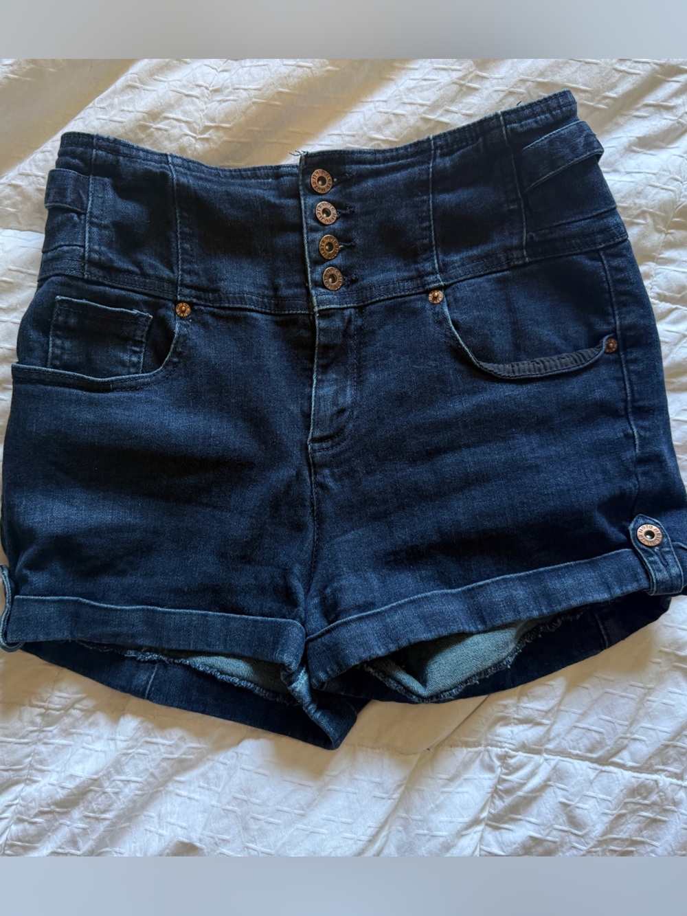 Topshop High Waist Dark Denim Shorts